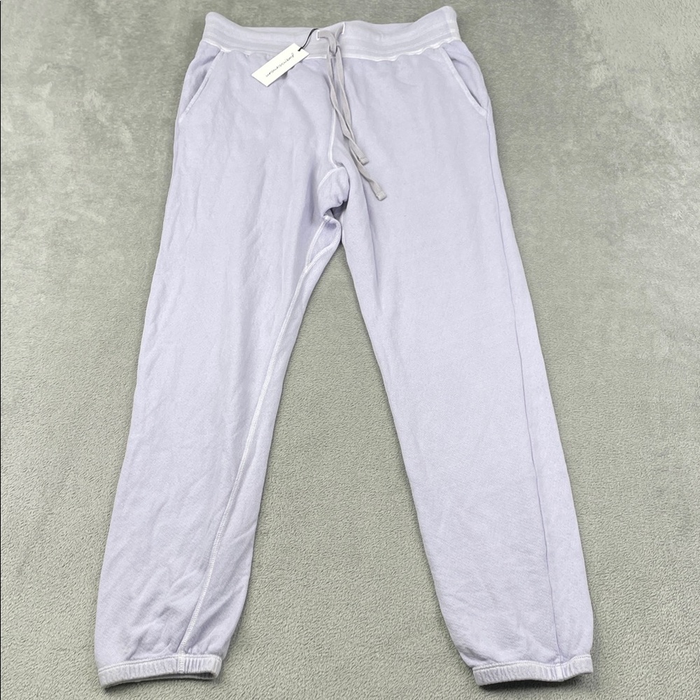 NEW Unsubscribed M 100% Cotton Pastel Orchid Purple Fleece Terry Jogger Pants
